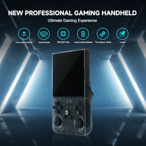 R36MAX Retro Handheld Game Console 128G 18000+ Classic Games Black I874