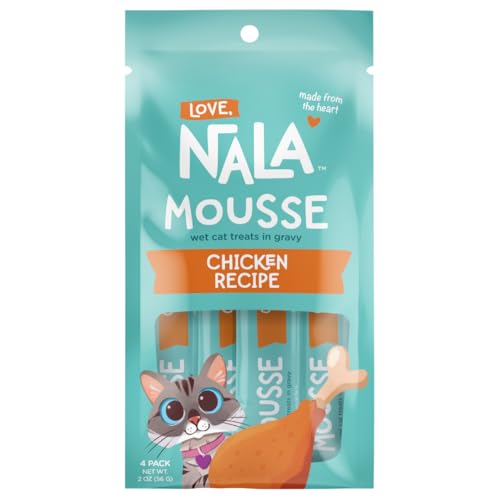 LOVE, NALA - Natural Lickable Cat Squeeze Up Treat,Topper - Variety Pack Mousse - Wet Food Cat Puree - Grain Free, Fiber Blend, Minerals, Vitamins - 24 Pack 12 oz.
