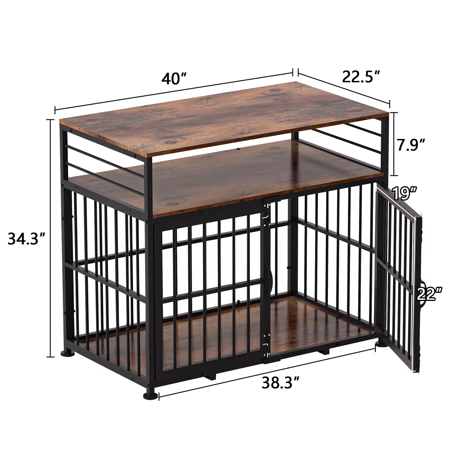 NBTiger Dog Crate Furniture with Storage Shelf, Wooden Pet Kennel, 40" Brown D31916