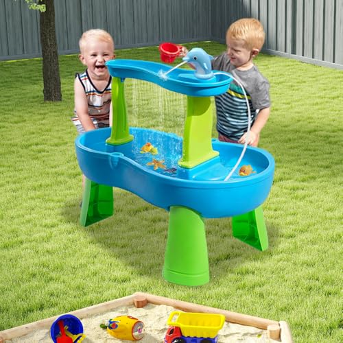 Kids Water Table Cover Outdoor Play Heavy-Duty 600D Waterproof Blue Q47935