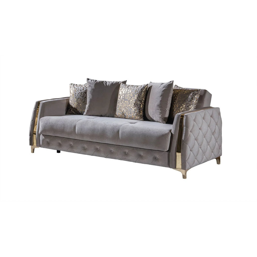 Lust Modern Sofa with Wood Frame and Under-Seat Storage, Taupe Q61227