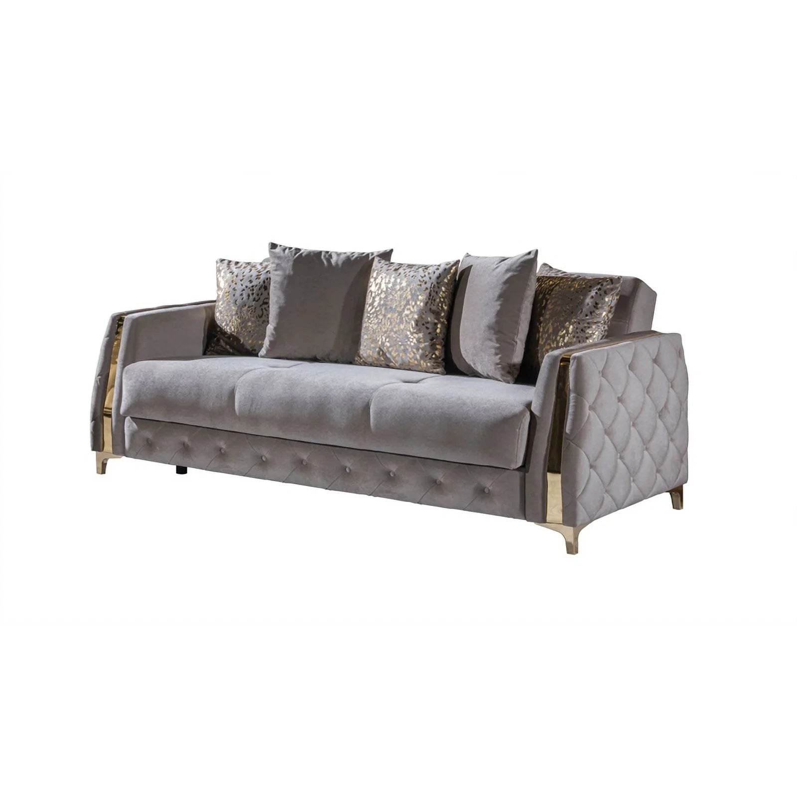 Lust Modern Sofa with Wood Frame and Under-Seat Storage, Taupe Q61227
