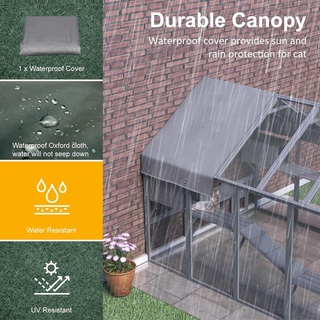 Large Cat Catio Outdoor Enclosure with 7 Platforms, 2 Resting Boxes and 2 Bridges I159325