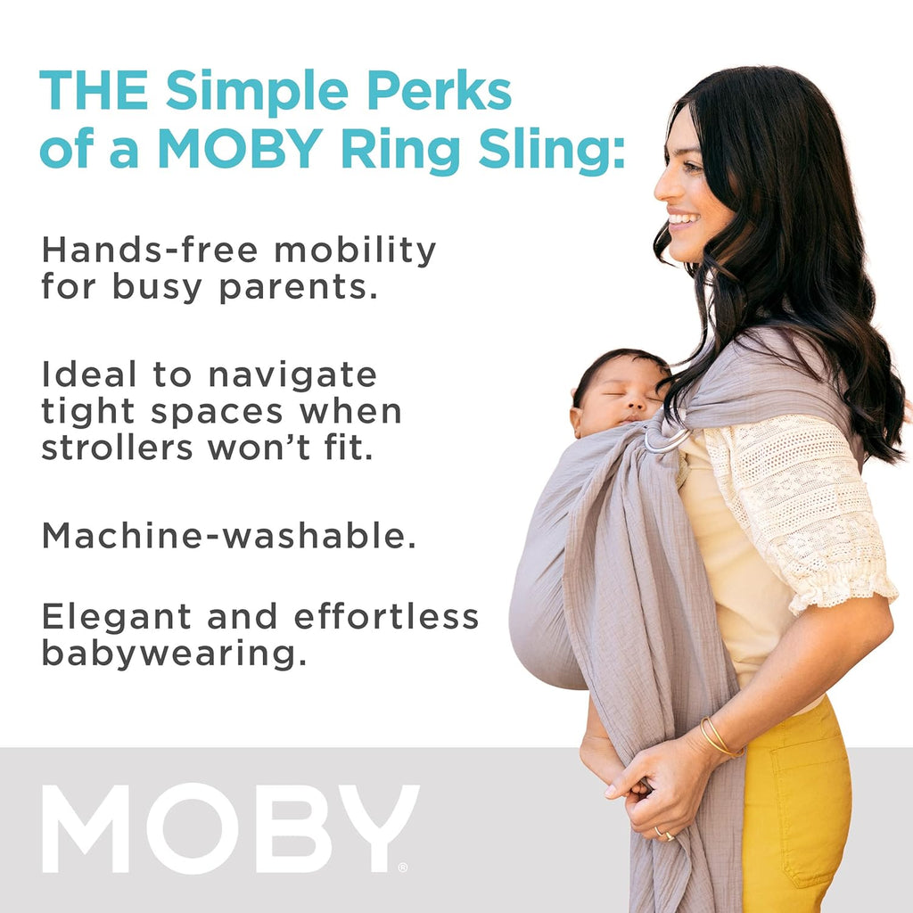 Moby Ring Sling Wrap Carrier for Newborns, Infants & Toddlers, Pewter Q280