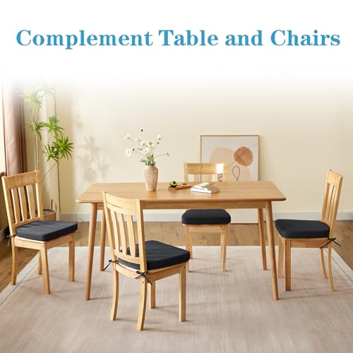 Chair Cushions for Dining Chairs Set of 4, Non Slip with Ties, Black H39445