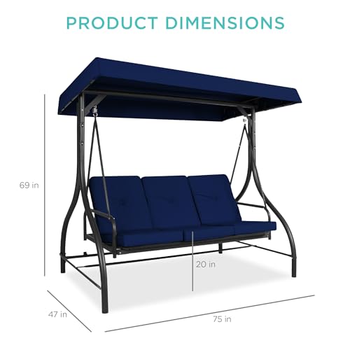 Best Choice Products 3-Seat Outdoor Canopy Swing Glider with Adjustable Shade, Midnight Green A10932