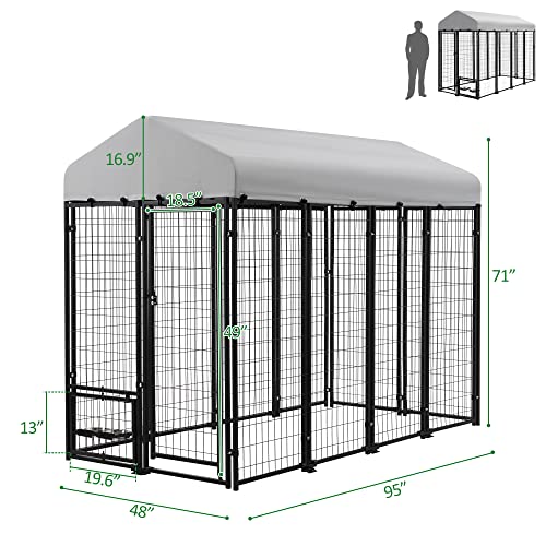 AHB Large Dog Kennel Outdoor Dog House with Waterproof Cover, 8x4x6 ft O3953