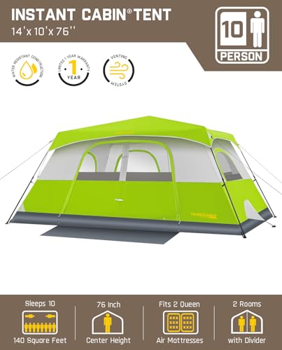 Fanttik Outdoor Camping Tent 4/6/8/10 Person Instant Cabin with Rainfly & Carry Bag G367