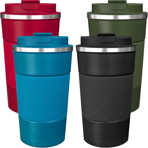 4 Pack Insulated Stainless Steel Coffee Mug with Lid, 17oz F309