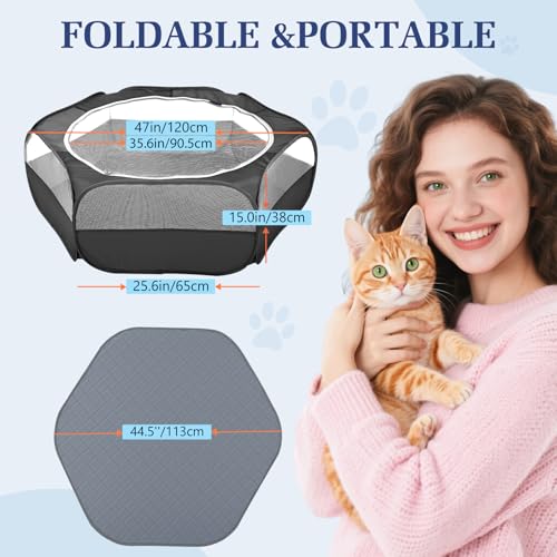Pawaboo Small Animals Playpen, Waterproof Pet Cage Tent with Zippered Cover, Portable Outdoor Yard Fence, Green C9530