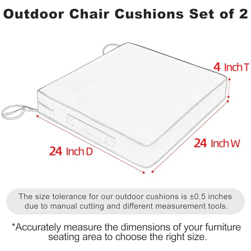 Favoyard Patio Chair Cushions 19 x 19 x 3 Inch Waterproof Outdoor Set of 2, Beige Q67095