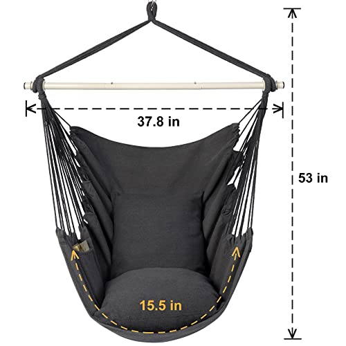 Y-STOP Hammock Chair Hanging Rope Swing with 2 Cushions, Beige I74503