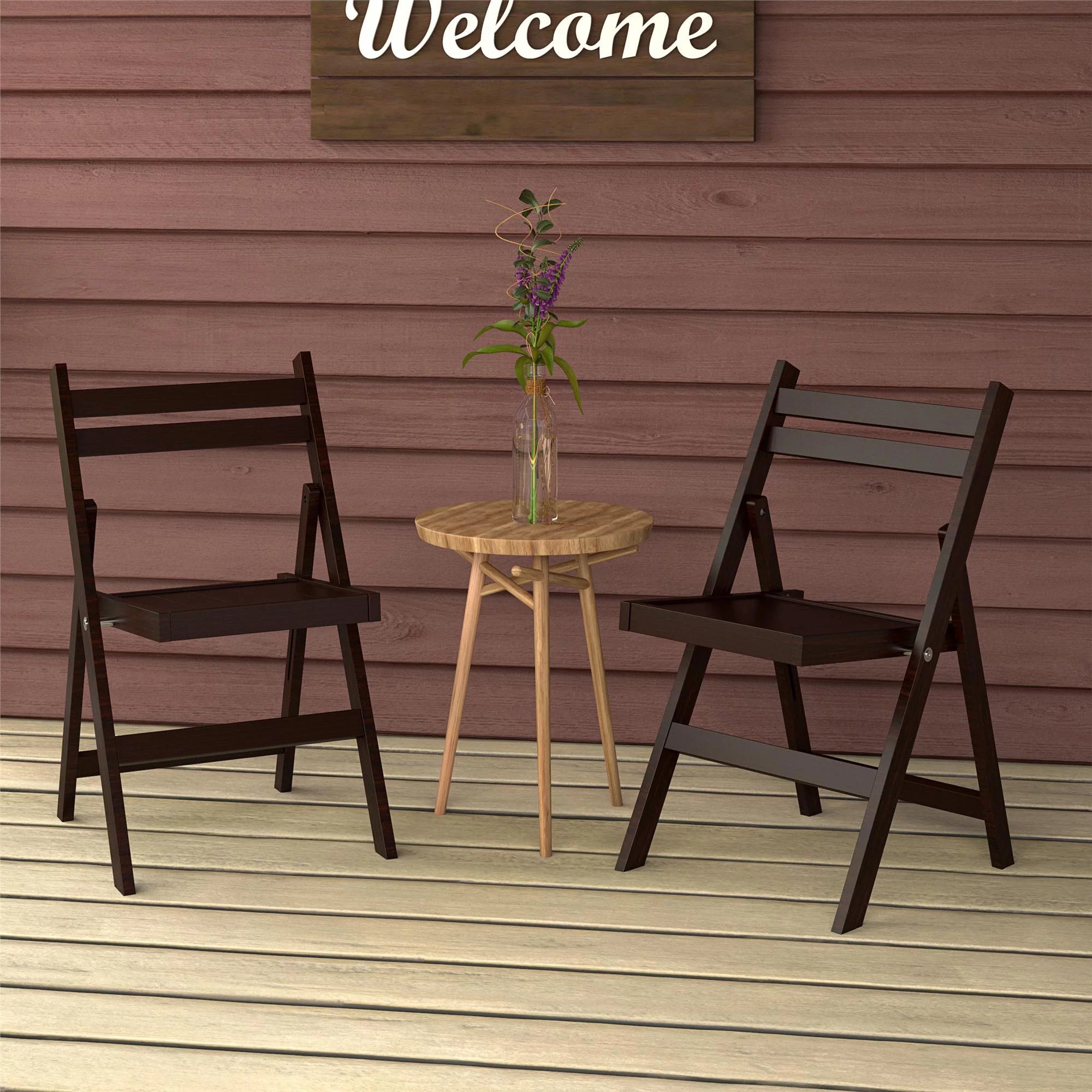 COSCO XL Folding Wood Chair, Dark Mahogany, 2-Pack S440
