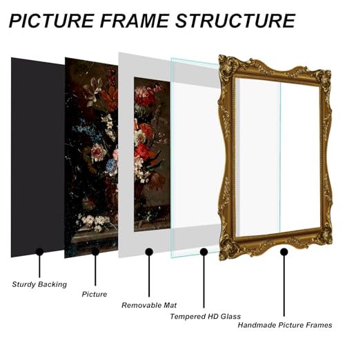 Black Vintage Picture Frame with Mat for 5x7 or 8x10 Photos E9622