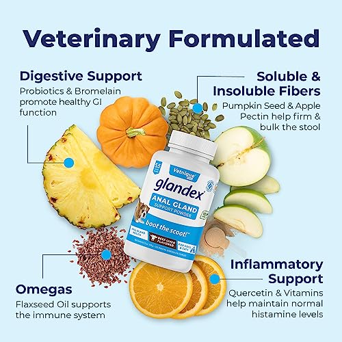 Vetnique Labs Glandex Anal Gland Fiber Supplement Powder for Dogs & Cats, Pumpkin & Digestive Enzymes, 2.5oz P53004