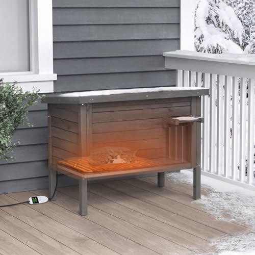 GDLF Outdoor Feral Cat House Heated Cat Shelter with All-Round Insulation Q5137