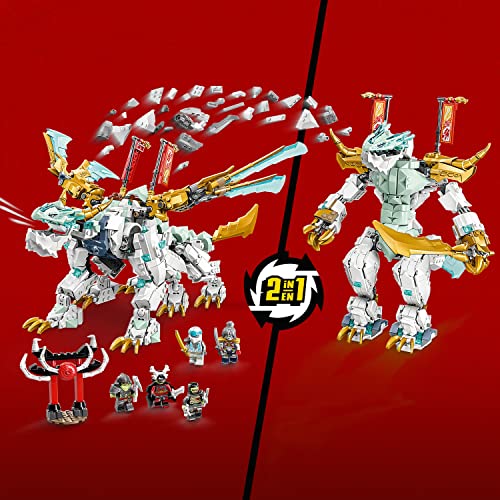 LEGO NINJAGO Zane’s Ice Dragon Creature 71786, 2in1 Building Toy with 5 Minifigures R26456