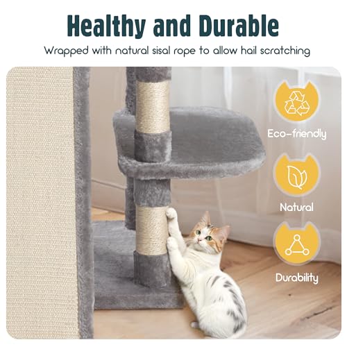 HOOMIC 68-Inch Multi-Level Cat Tree Tower for Large Cats, Beige E95340