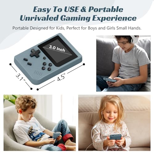 Retro Handheld Games Console with 400 Built-in Games, 3.0 Inch IPS Screen, Gray N346564
