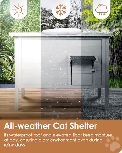 Ivy&Lane Outdoor Cat House Insulated Weatherproof Shelter for Winter Q61283