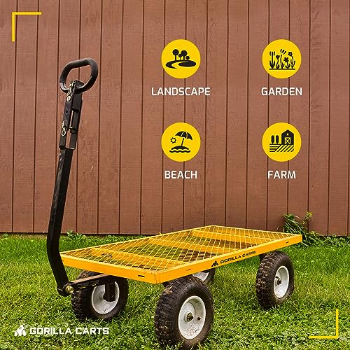 Gorilla Carts Steel Utility Wagon with Removable Side Panels, 1000 lb Capacity, Gray U674568