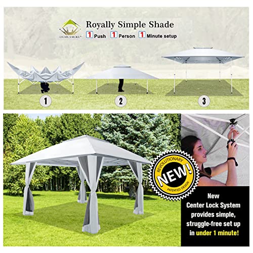 CROWN SHADES 13x13 Pop Up Gazebo with Wheeled STO-N-Go Cover Bag (Grey) N449398