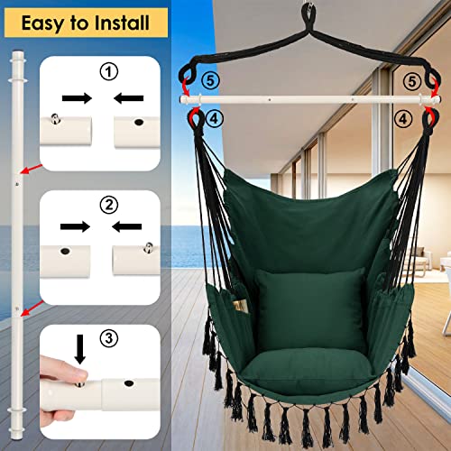 Y-STOP Hammock Chair Hanging Rope Swing with 2 Cushions, Beige I74503