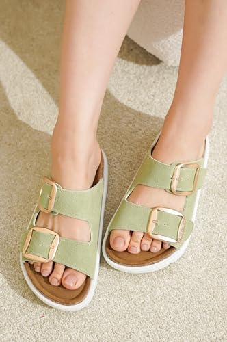 Project Cloud Genuine Leather Platform Wedge Sandals for Women with Memory Foam Insole A28730