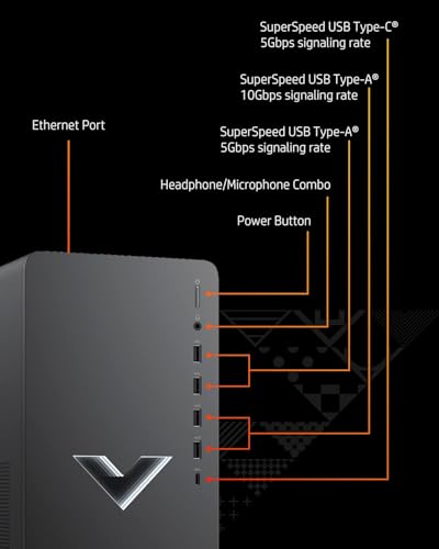 HP Victus 15L Gaming Desktop, Ryzen 5, 32GB RAM, 1TB SSD, RX 6400, Windows 11 F943422