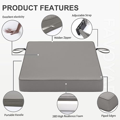 Favoyard Patio Chair Cushions 19 x 19 x 3 Inch Waterproof Outdoor Set of 2, Beige Q67095