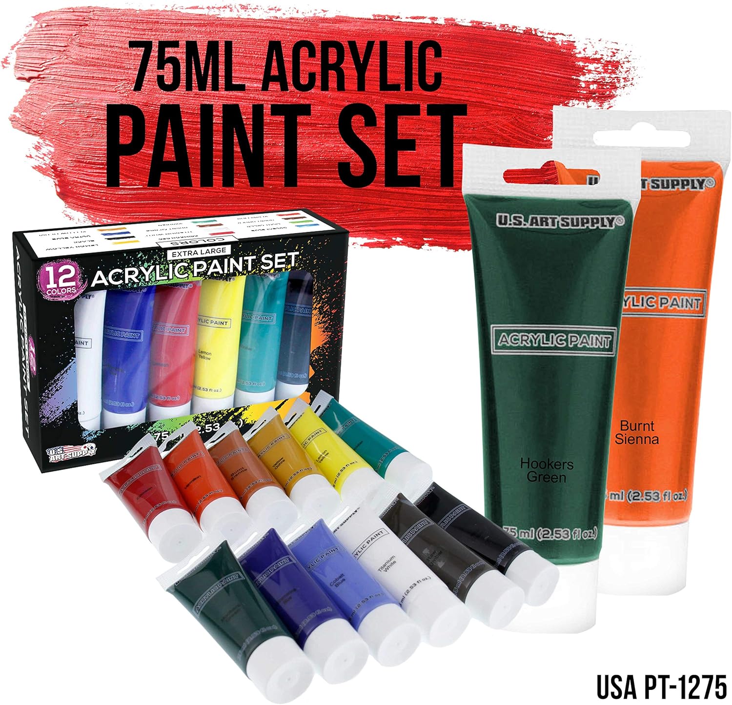 U.S. Art Supply Sip and Paint Art Party Painting Kit with 6 Easels, 12 Paints, 12 Canvases, 6 Brushes & 6 Aprons J5998