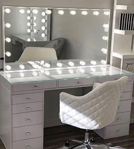 Impressions Vanity Coco Quilted Velvet Desk Chair with Wheels, White M530