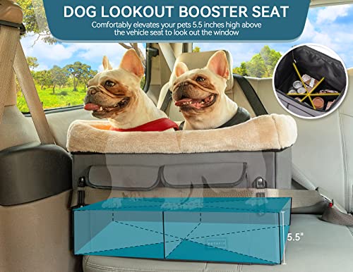 Petsfit Dog Booster Seat, Washable Pet Car Seat with Carrying Case, Small Tan J989972