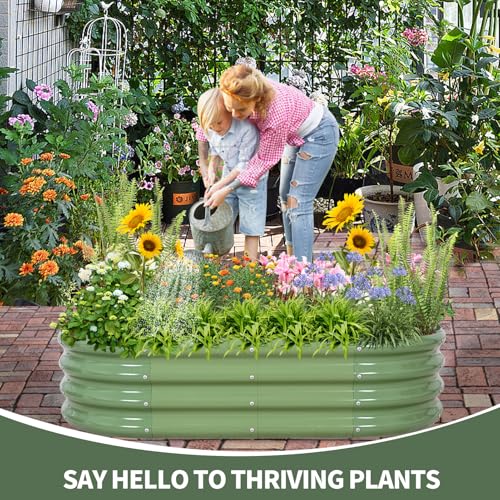 1MORE Galvanized Raised Garden Bed 4x2x1.4ft Metal Planter Box Outdoor D509