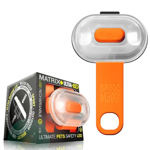 Max & Molly Rechargeable LED Dog Collar Light - Waterproof Silicone Safety Light for Night Walking, Running, Biking