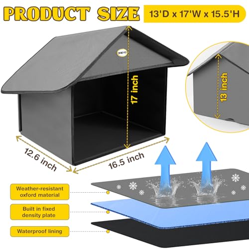 Dreyoo Outdoor Cat Feeding Station Weatherproof Shelter for Food & Water, Dusty Blue Y29685