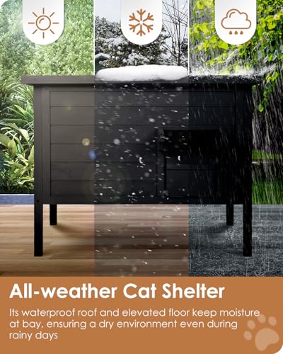 Ivy&Lane Outdoor Cat House Insulated Weatherproof Shelter for Winter Q61283