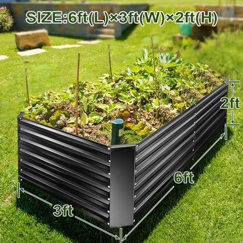 EDOSTORY Metal Raised Garden Bed Kit 8x4x2ft Galvanized Planter Box Outdoor V763