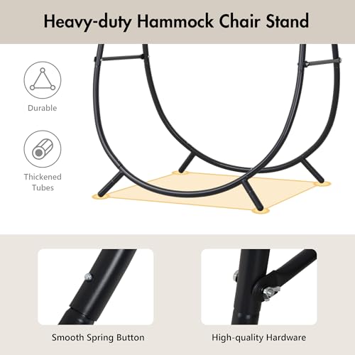 ANOW Macrame Hammock Chair with Stand, Heavy Duty, Max 400 Lbs, Natural D6144