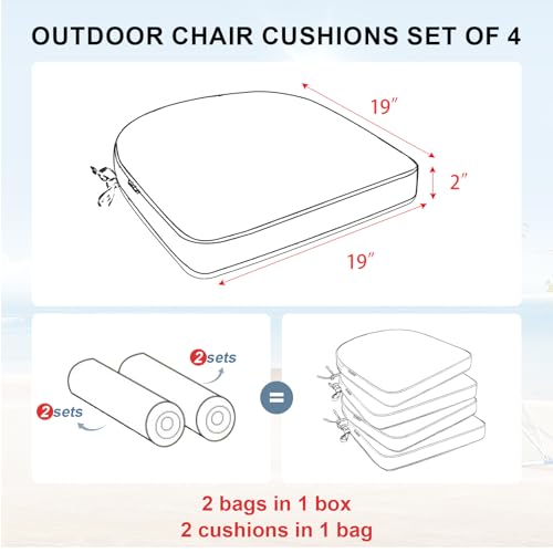Favoyard Outdoor Chair Cushions 19"x19"x2" Set of 4 Waterproof U573530