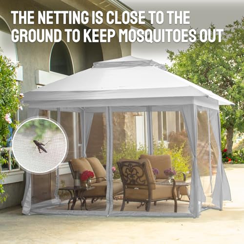 CROWN SHADES 13x13 Pop Up Gazebo with Wheeled STO-N-Go Cover Bag (Grey) N449398