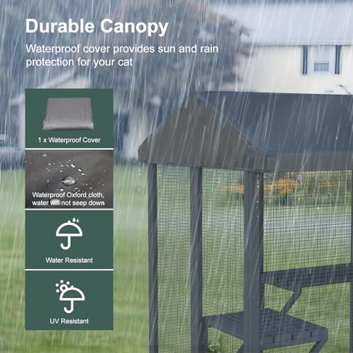 Catio Outdoor Cat Enclosure, Large Walk-in Cat Cage with Waterproof Cover, 72 inch X803947