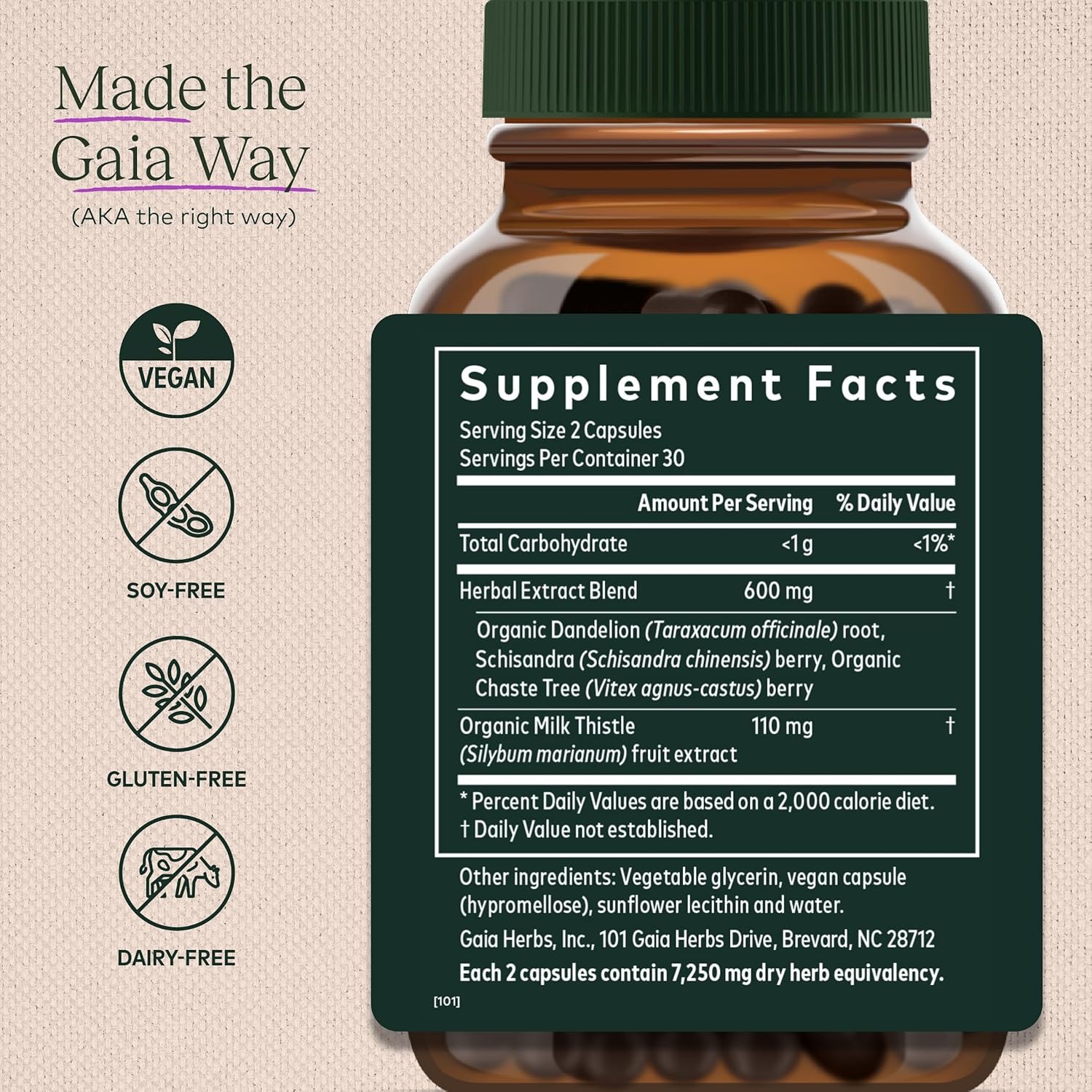 Gaia Herbs Cycle Support Herbal Supplement with Vitex Berry & Schisandra, 60 Vegan Capsules G8927