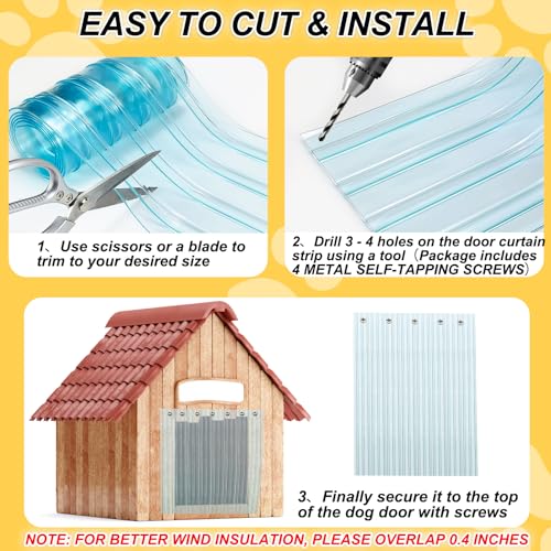 Dog Door Replacement Flaps Plastic Vinyl Strip for DIY Dog or Cat Door V3460