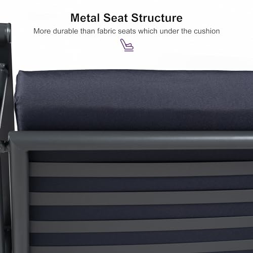 PURPLE LEAF Outdoor Patio Porch Swing with Adjustable Canopy, 3-Seat Bench, Grey W393