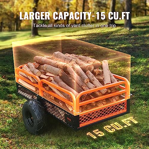 VEVOR Heavy Duty ATV Dump Cart 750 lbs Steel Utility Trailer with Removable Sides E373248