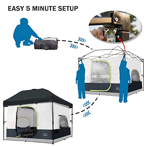 KAMPKEEPER Camping Inner Tent for 10x10 Straight Leg Canopy, Vented Roof, Khaki M60374