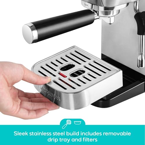 CASABREWS 3700 Essential Espresso Machine 20 Bar, Stainless Steel, Silver D8468