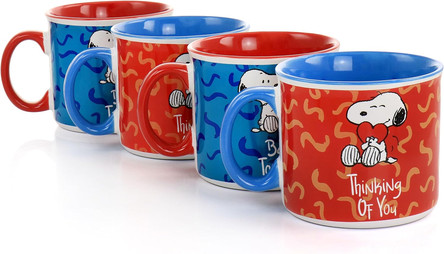 Gibson Peanuts Snoopy Songs 4-Piece 21oz Stoneware Mug Set K835