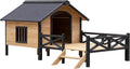 Rustic Wooden Dog Kennel with Porch: Outdoor Cabin Style - Easy Assembly, Kiln-Dried Fir Wood, Waterproof Paint - Quality Construction,Graphic Assembly Guide Included